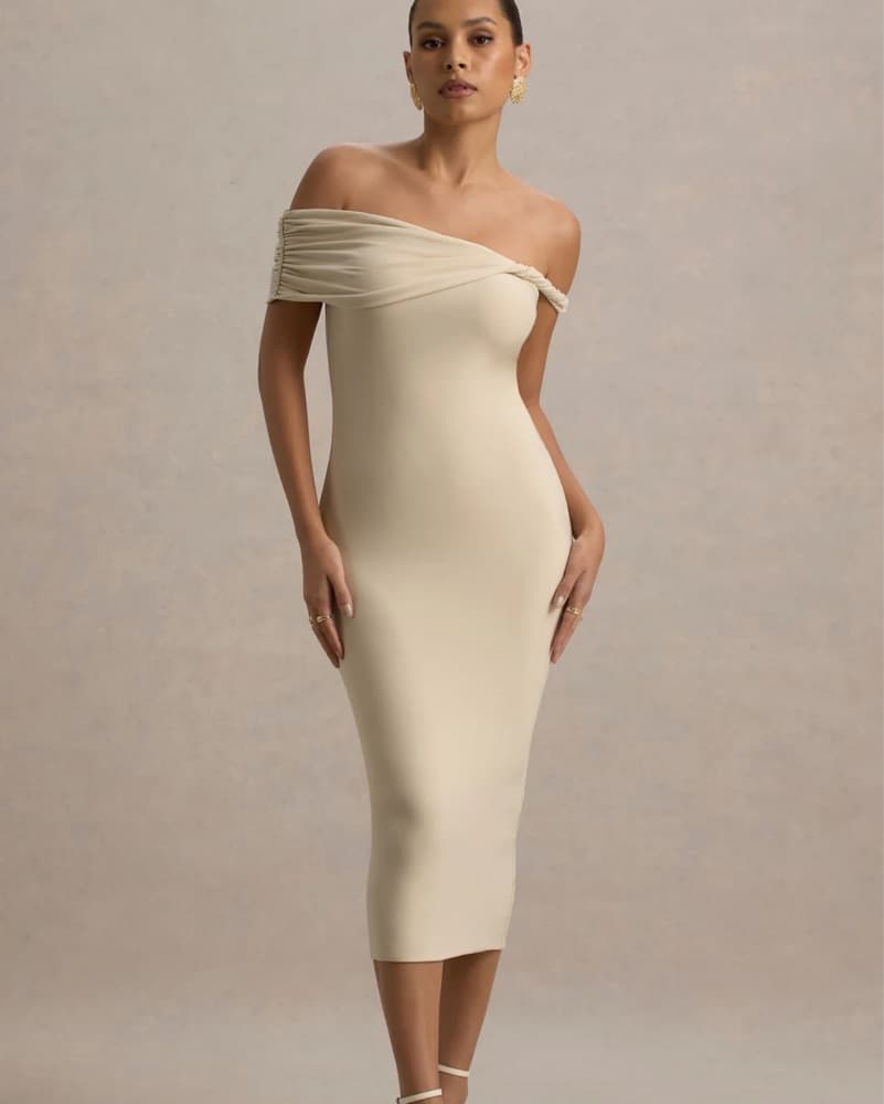 Club London Off-the-Shoulder Midi Dress - Image 1