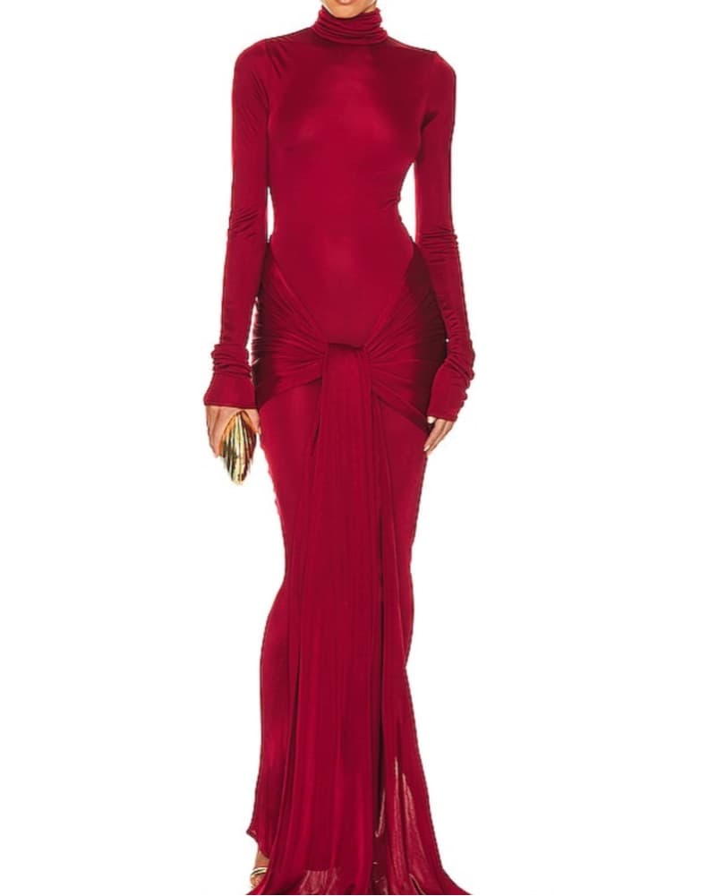 Helsa Jersey Sarong Maxi Dress - Red - Image 5