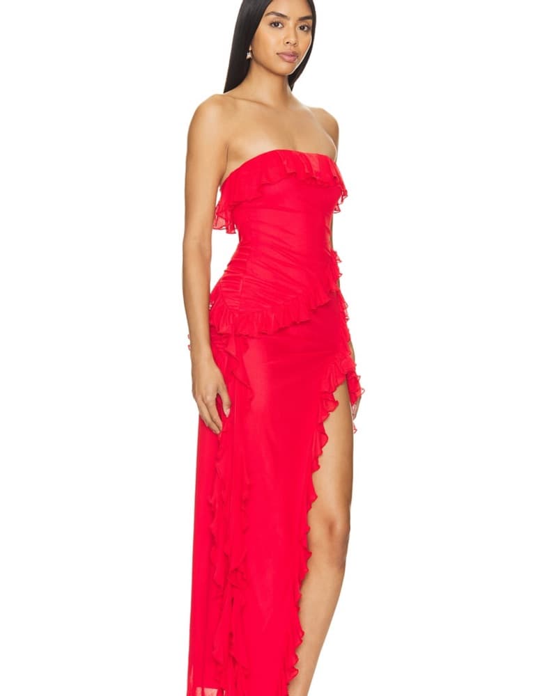 Revolve Red Ruffle Maxi Dress - Image 3
