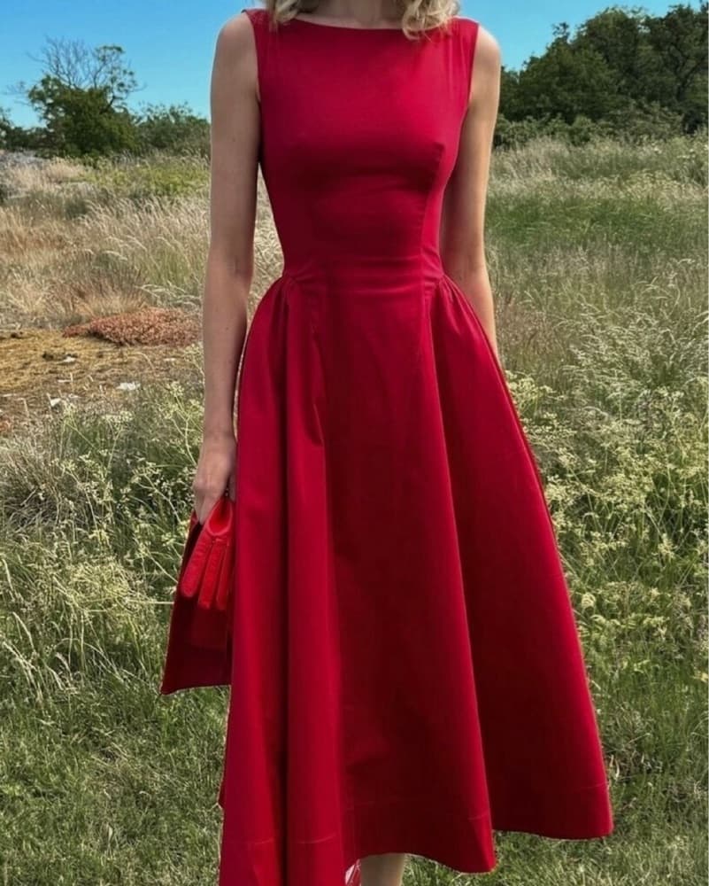 Helsa Stretch Cotton Sateen Midi Dress - Image 2