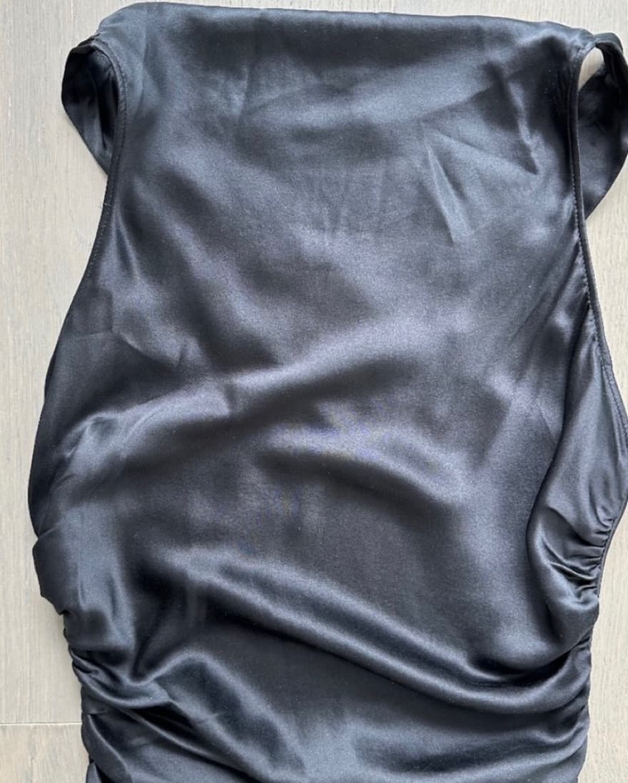 Reformation Casette Silk Dress Blk - Image 4