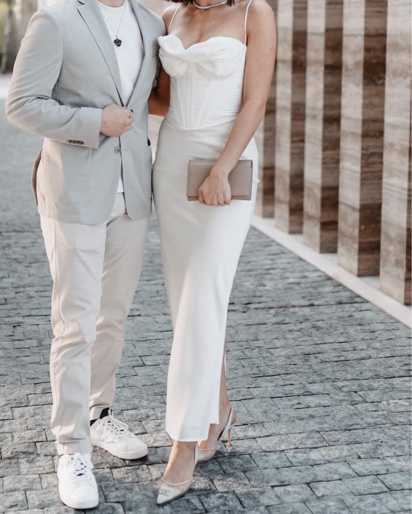 House of CB Charmaine White Satin Gown - Image 1