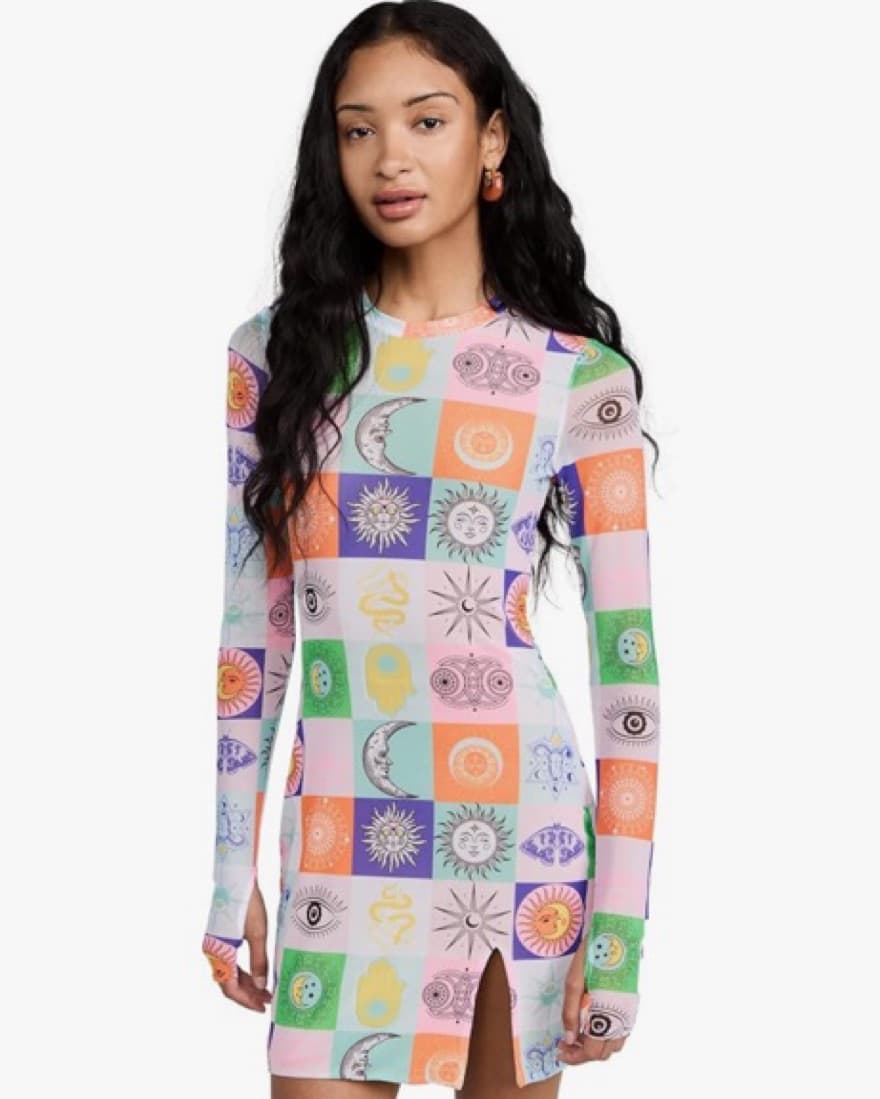 AFRM Space Pattern Mesh Festival Dress - Image 1