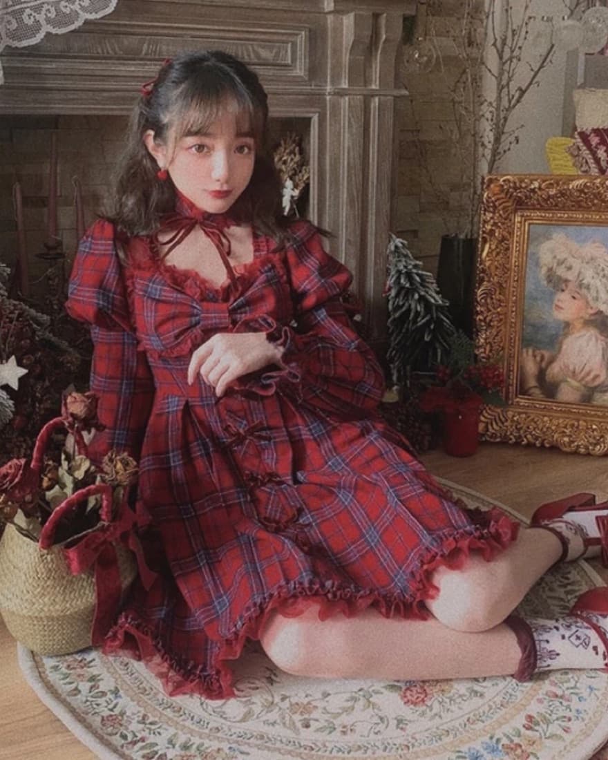 Red Tartan Winter Dress - Image 2