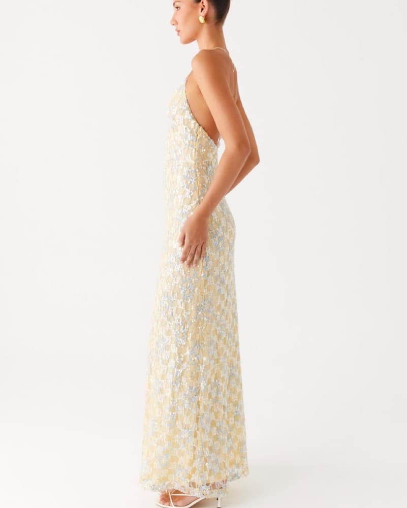 Shimmering Golden Sequin Maxi Dress - Image 3