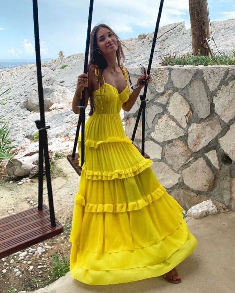 Yellow Tiered Maxi Dress - Image 4