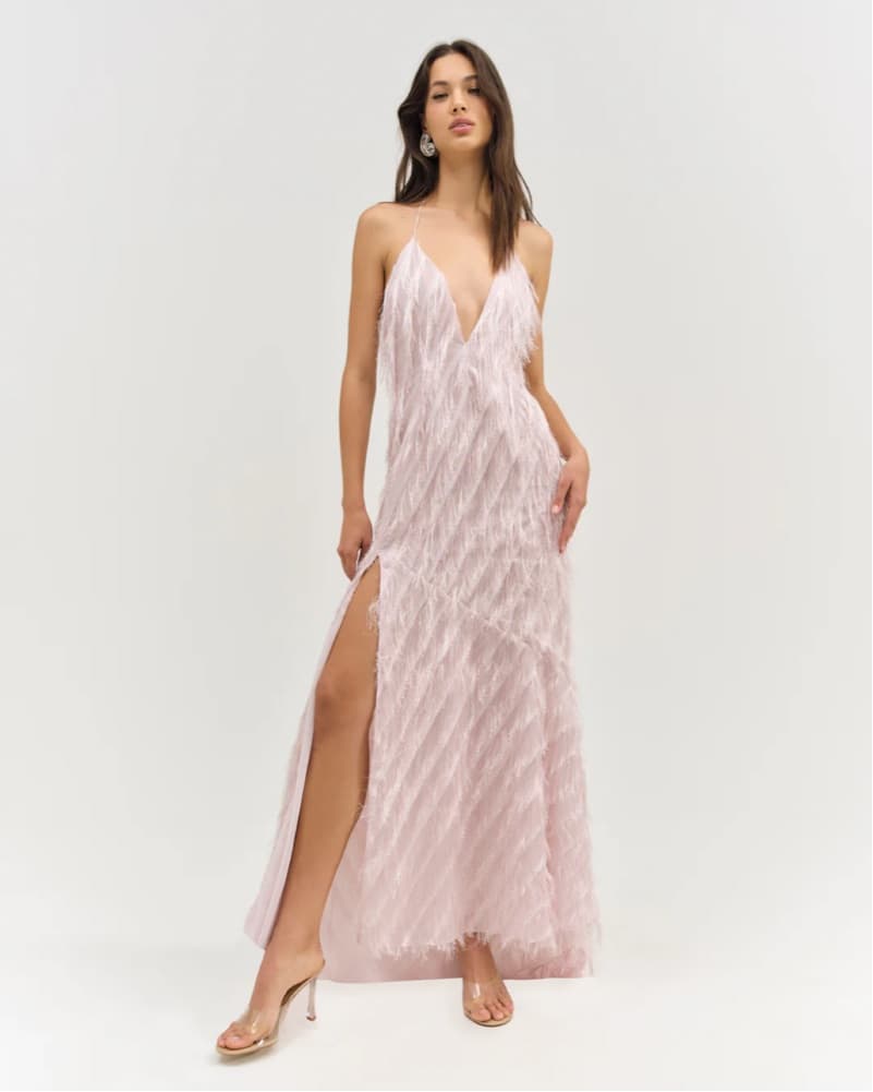 Glamorous Feathered Gown - Image 1