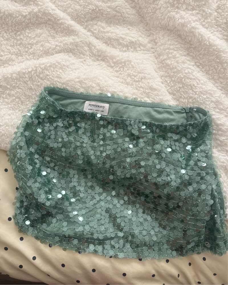 peppermayo blue sequin skirt - Image 3