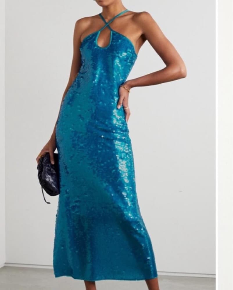 Cult Gaia Blue Sequin halter Dress - Image 2