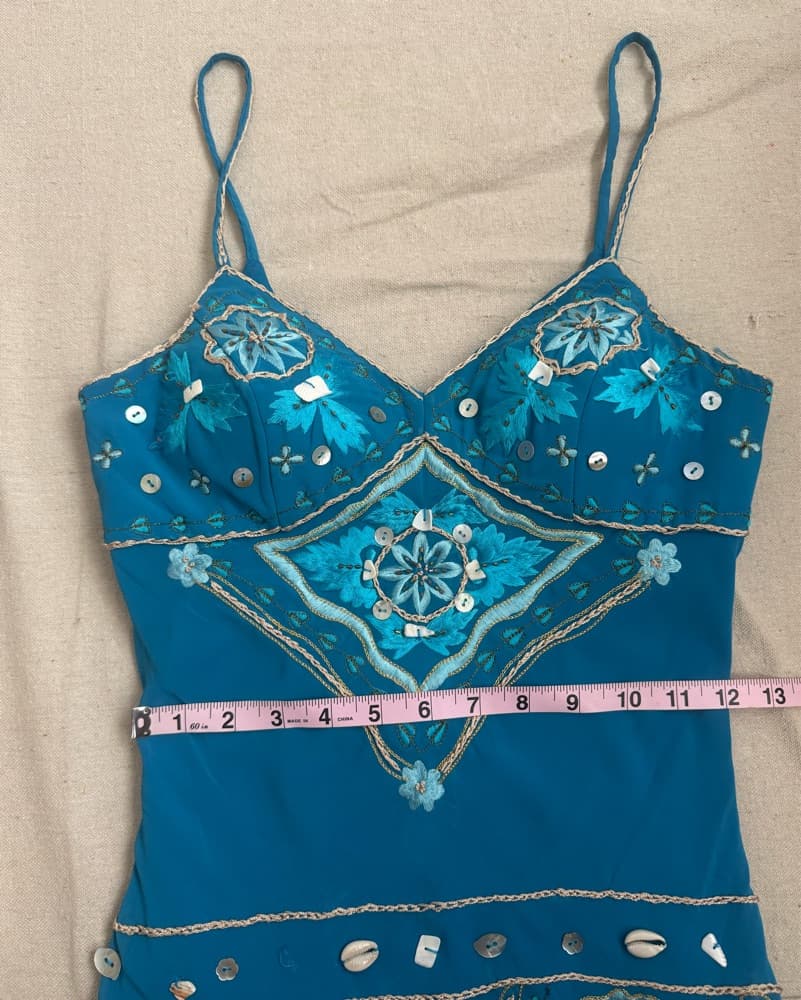 Stunning Ruffle Shell beaded blue dress - Image 6