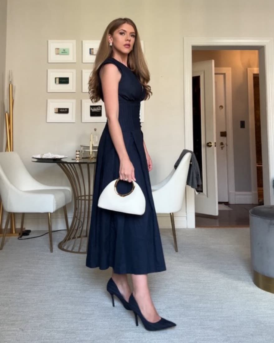 Reformation Navy Blue Midi Dress - Image 5