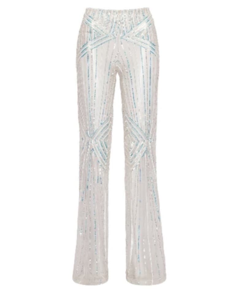 Retrofete Jocelyn White Sequin Pants S - Image 2