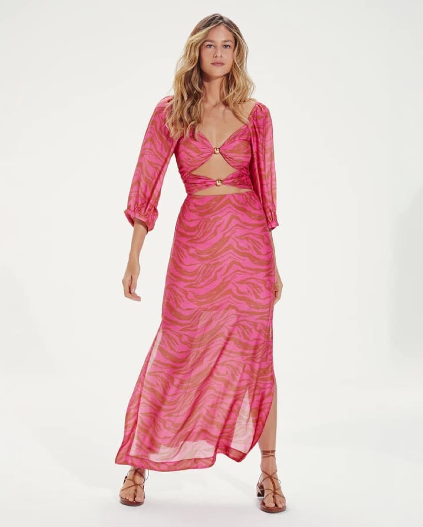 Pink Maxi Zebra Print Dress - Image 2
