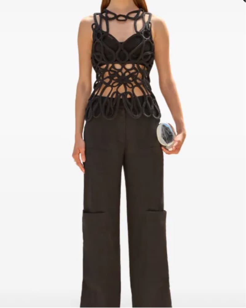 Cult Gaia Danica Crochet Top In Black - Image 2