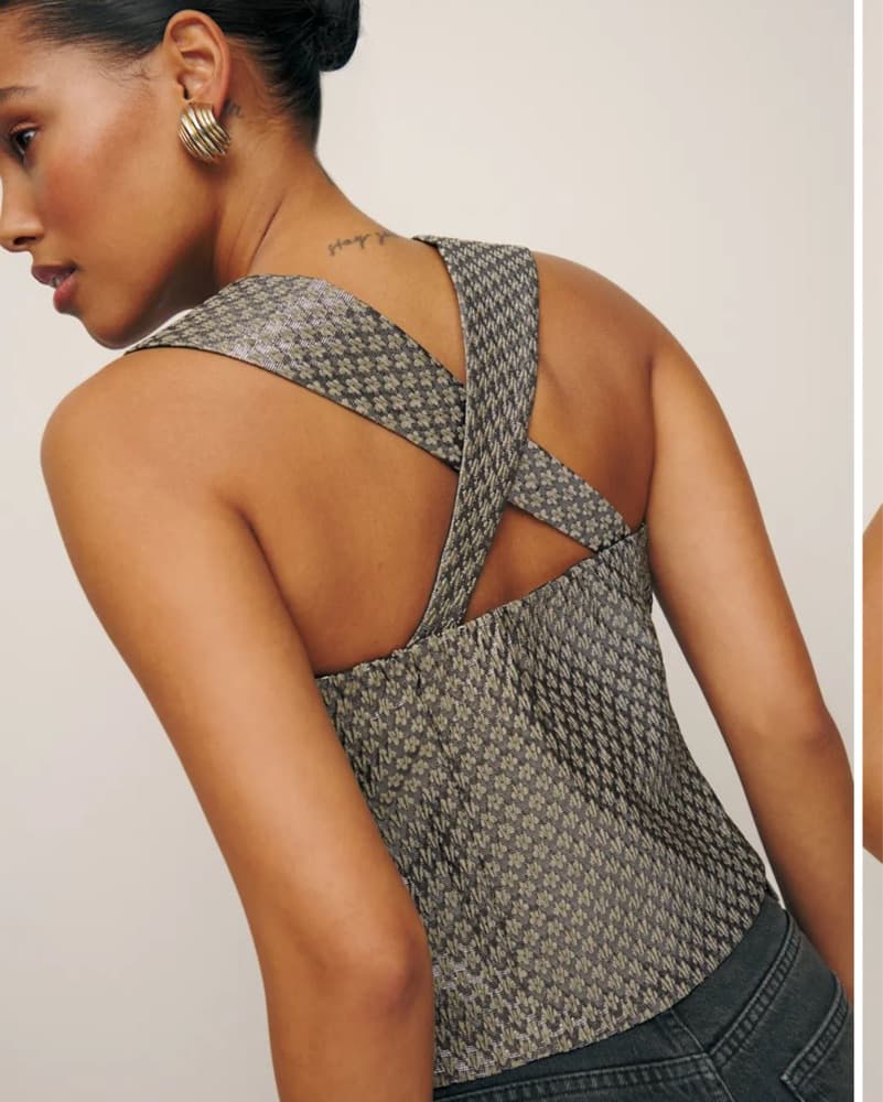 Reformation Tie Top with criss cross bac - Image 3