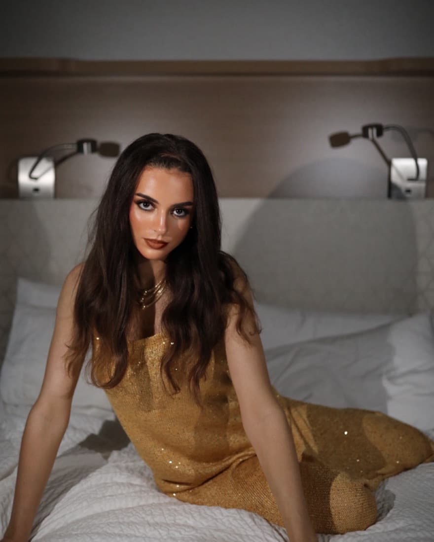Rumored | Gold Sparkly Knit Maxi Dress - Image 5