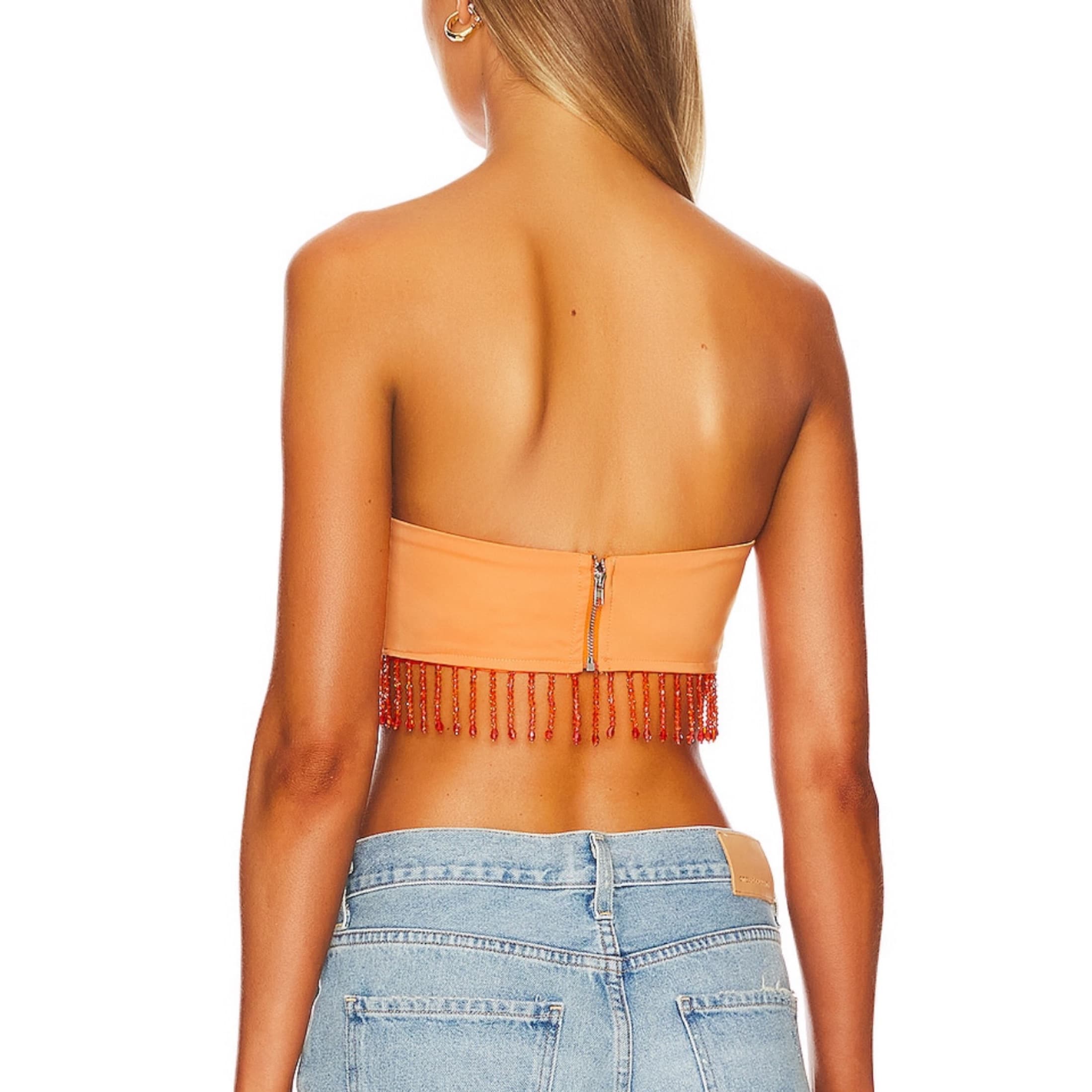 Evie Orange Satin Beaded Top - Image 4