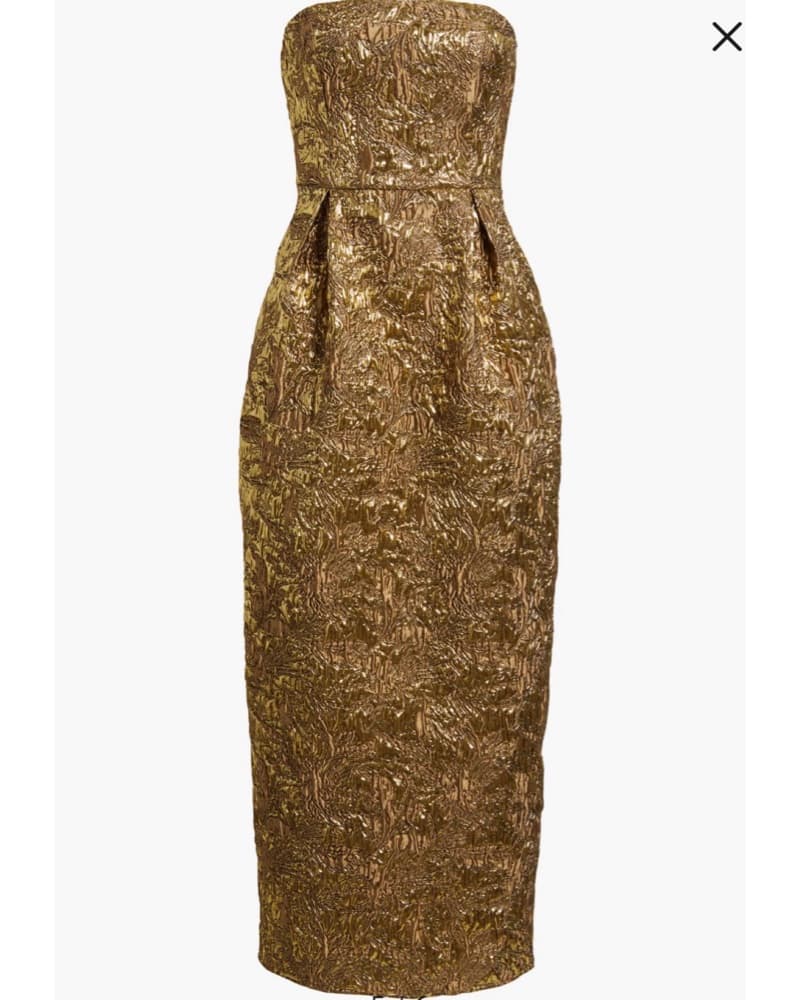 Kya Metallic Brocade Strapless dress - Image 1