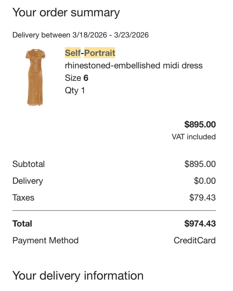 Self Portrait Gold Midi Dress - Image 5