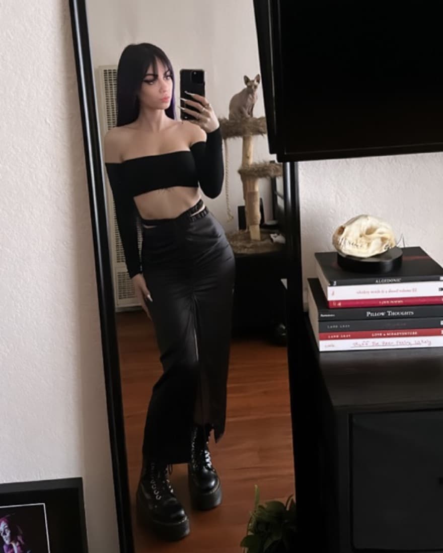 Black Silk Midi Skirt - Image 1