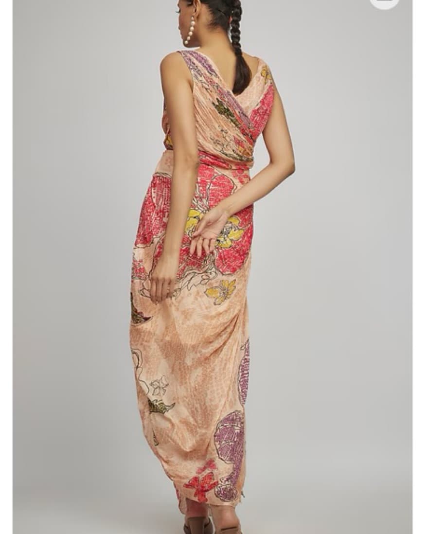 Saaksha And Kinni Peach Bandhani Dress - Image 3