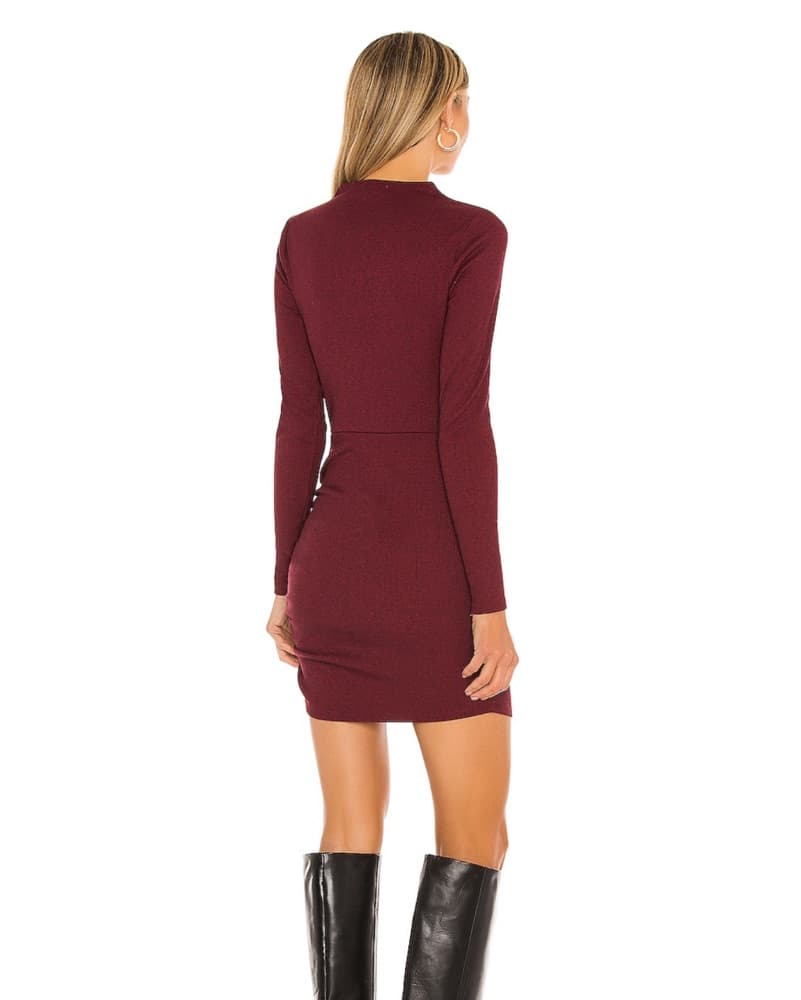 burgundy Long Sleeve Bodycon dress - Image 2