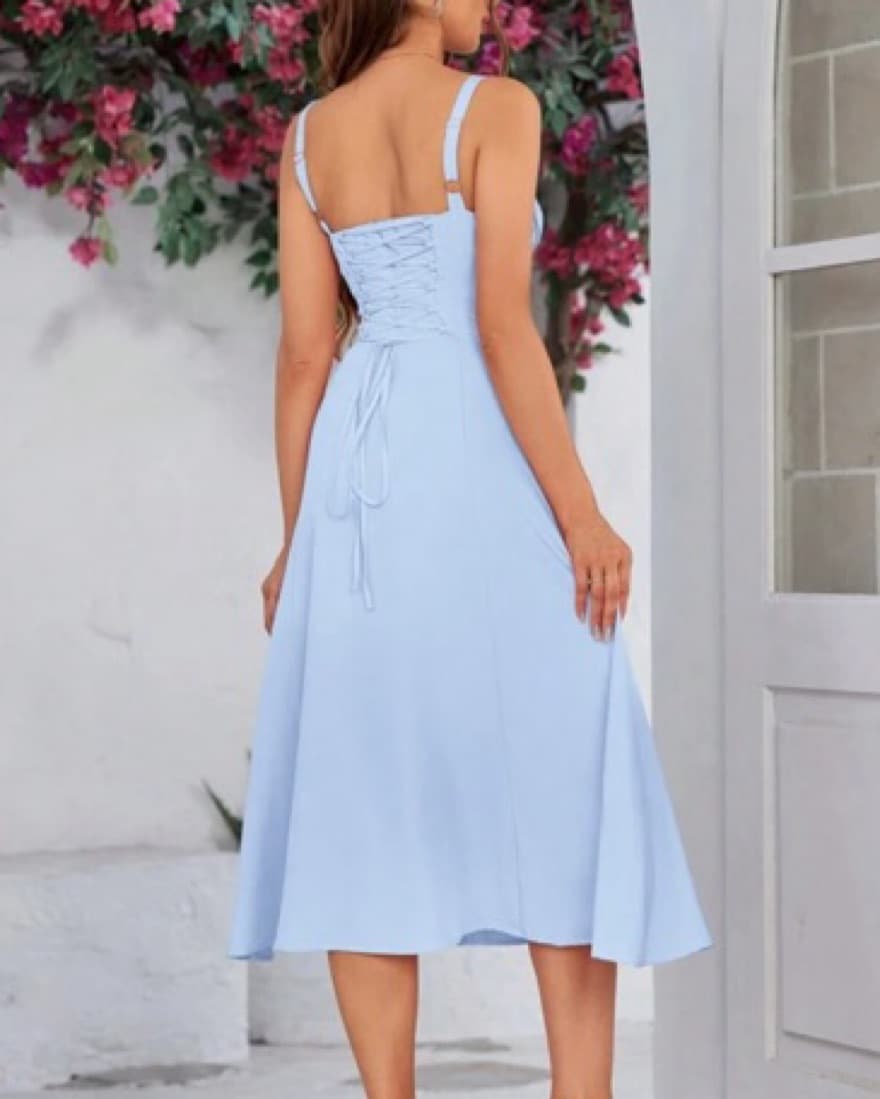 Blue Milkmaid Dress  - Image 4