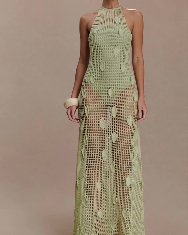 Meshki Elfie Crochet Halter Maxi Dress - Image 3