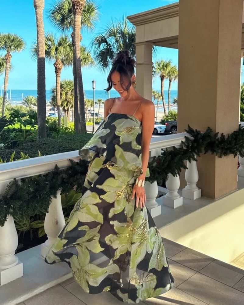 Elliatt Black & Green Floral Mesh Dress - Image 5