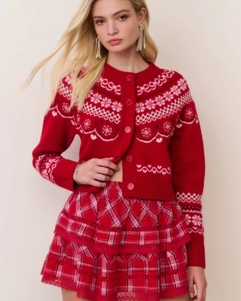 LoveShackFancy Red Cardigan - Image 1