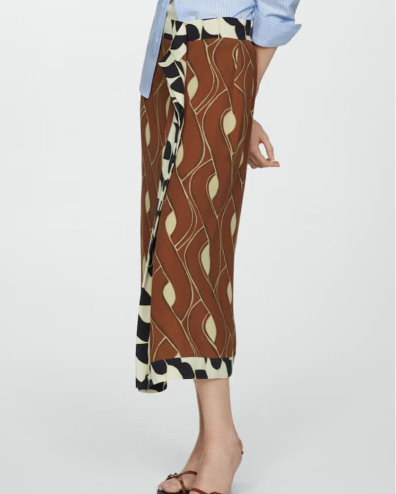 Brown Printed Midi Skirt - Image 3