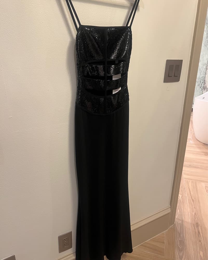 Herve Leger Black Sequin Cut Out Gown - Image 6