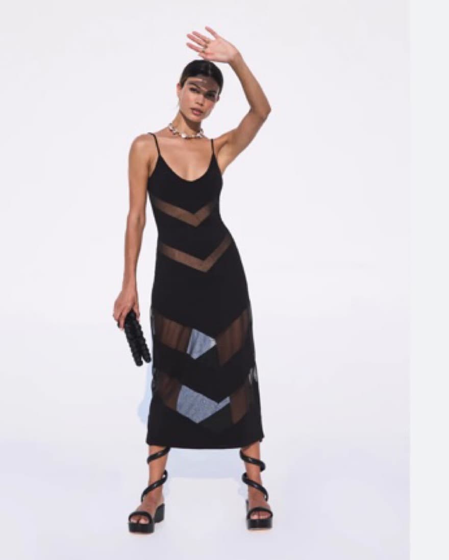 Cult Gaia Black Mesh Lani Midi Dress  - Image 1