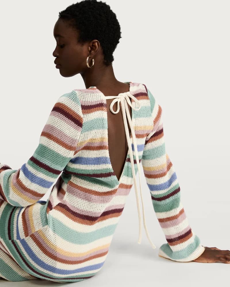 Vibrant Multicolor Striped Knit Dress - Image 2