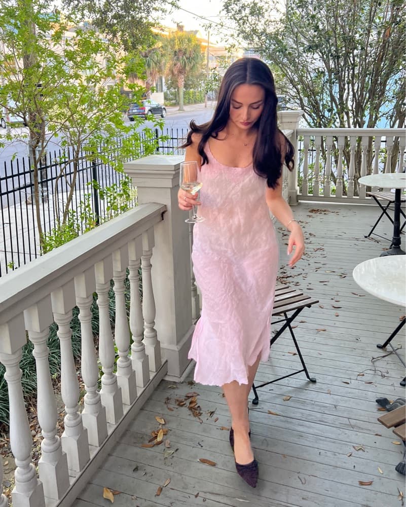 Romantic Sheer Pink Midi Dress/Cover up - Image 1