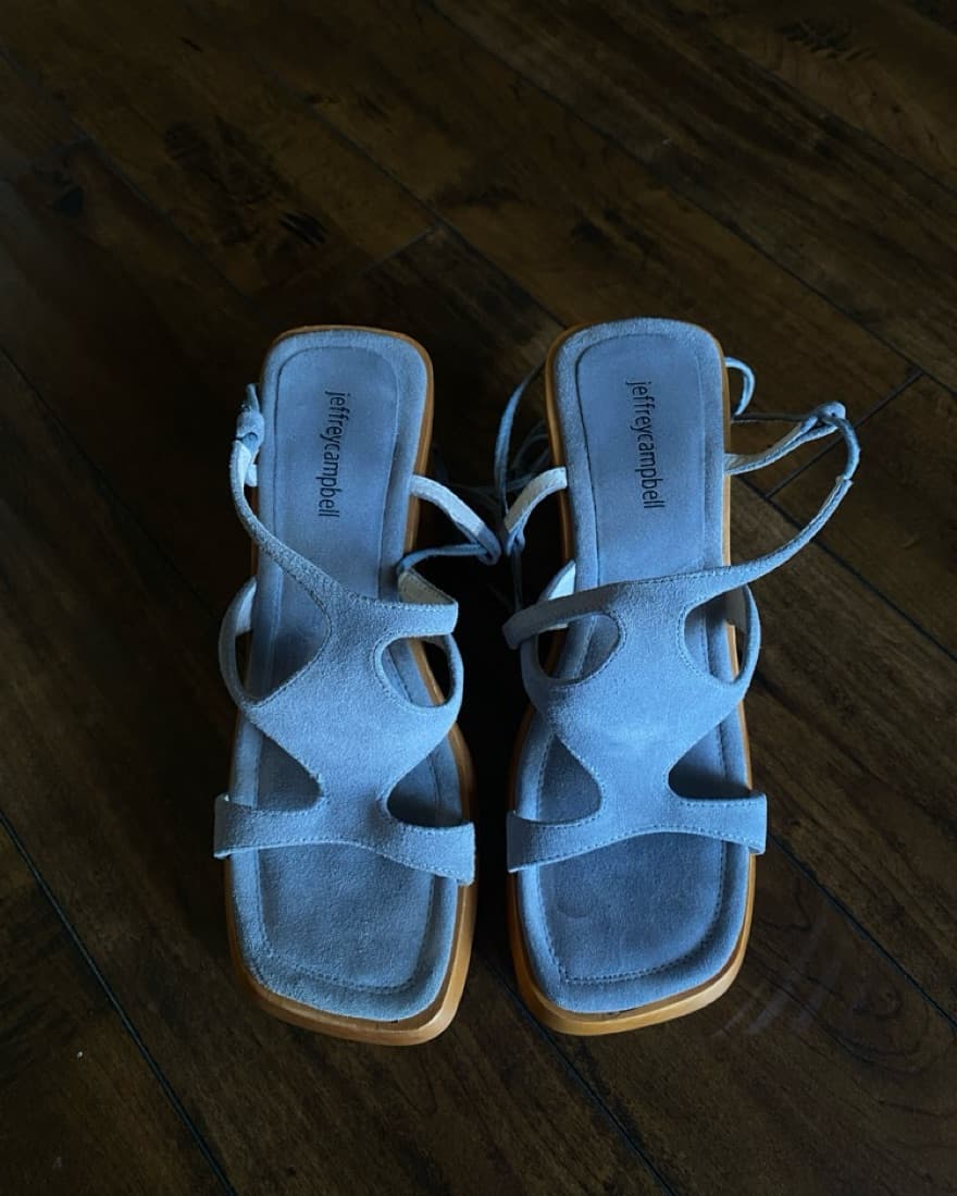 Blue Suede Abstract Wedge  - Image 2