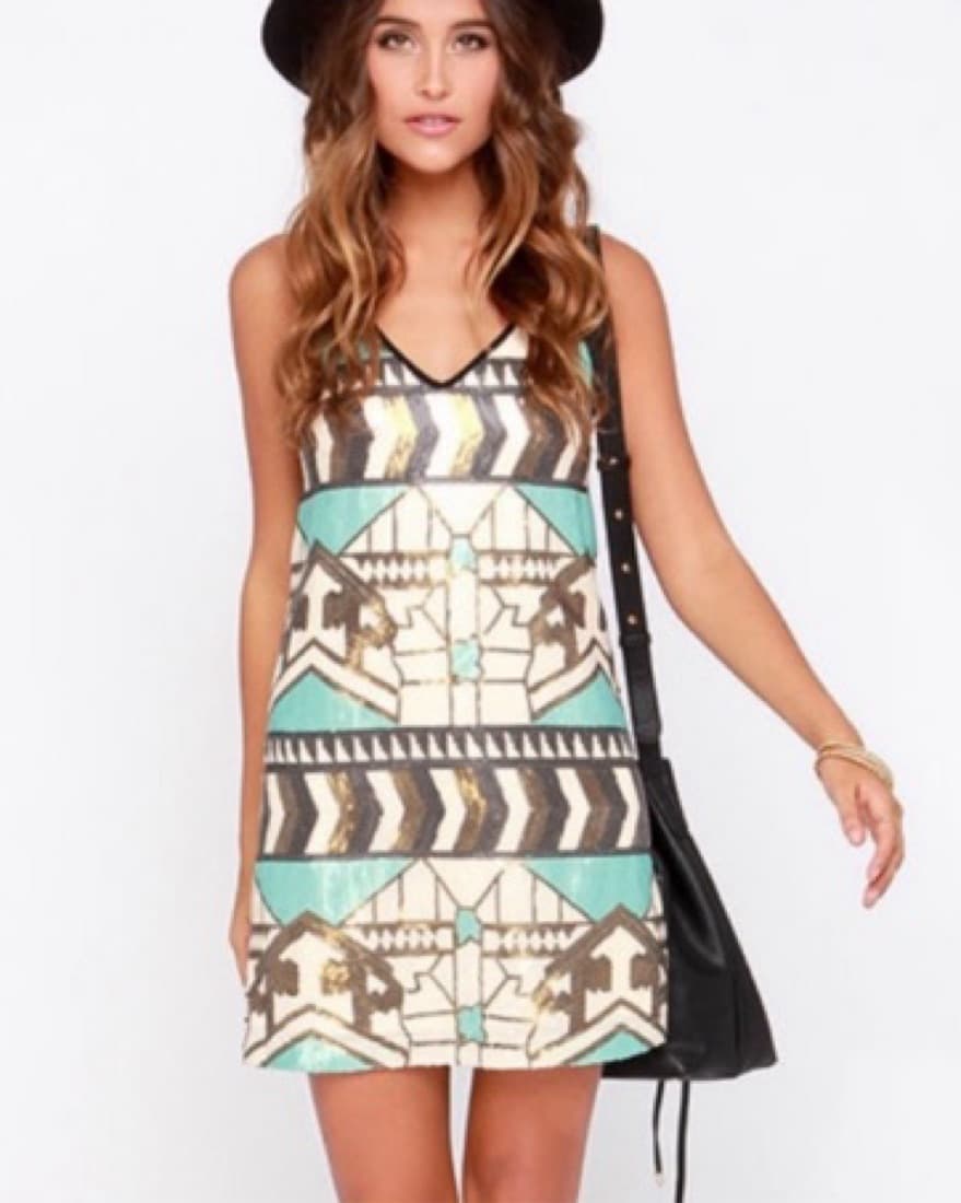 Sequin Aztec Print Dress - Western - Image 1