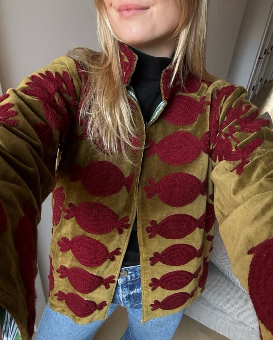 Embroidered Velvet Jacket - Image 1