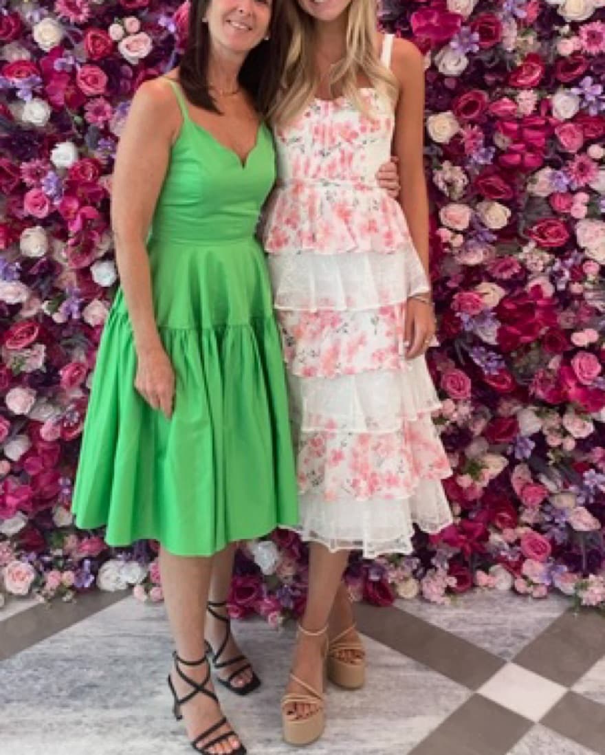 Pink and White Floral Midi Dress  - Image 3