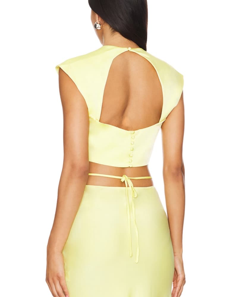 Anya Satin Set in Canary Yellow - Image 2