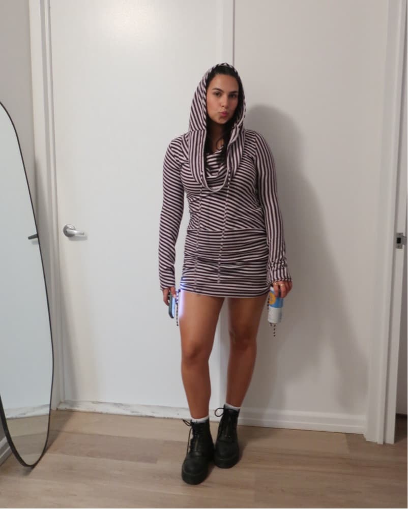 Jaded London Striped Hooded Mini Dress - Image 1