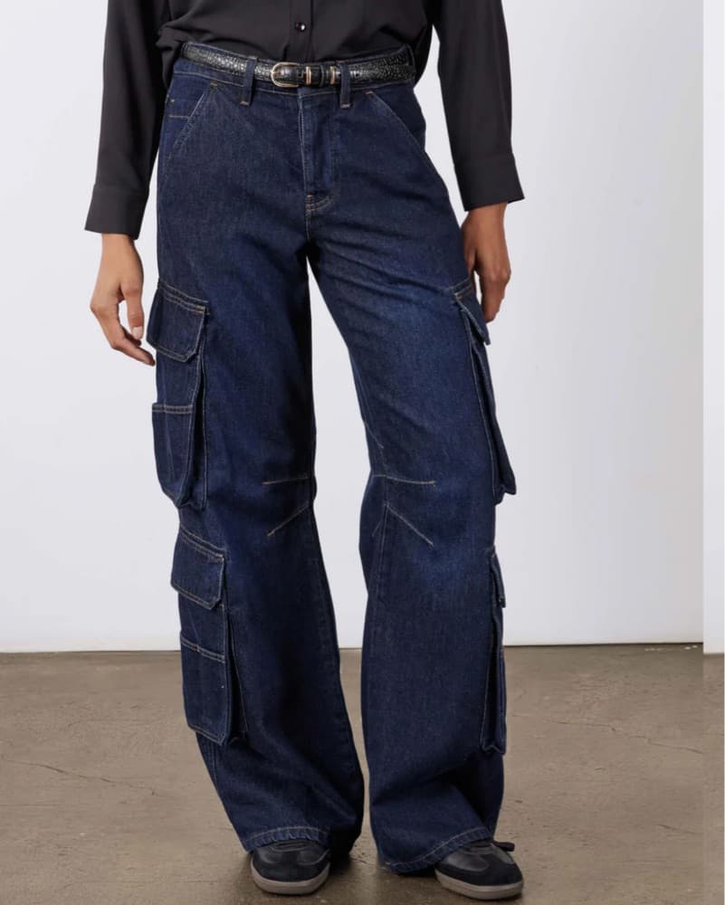 Cargo Denim Wide Leg Pants - Image 1