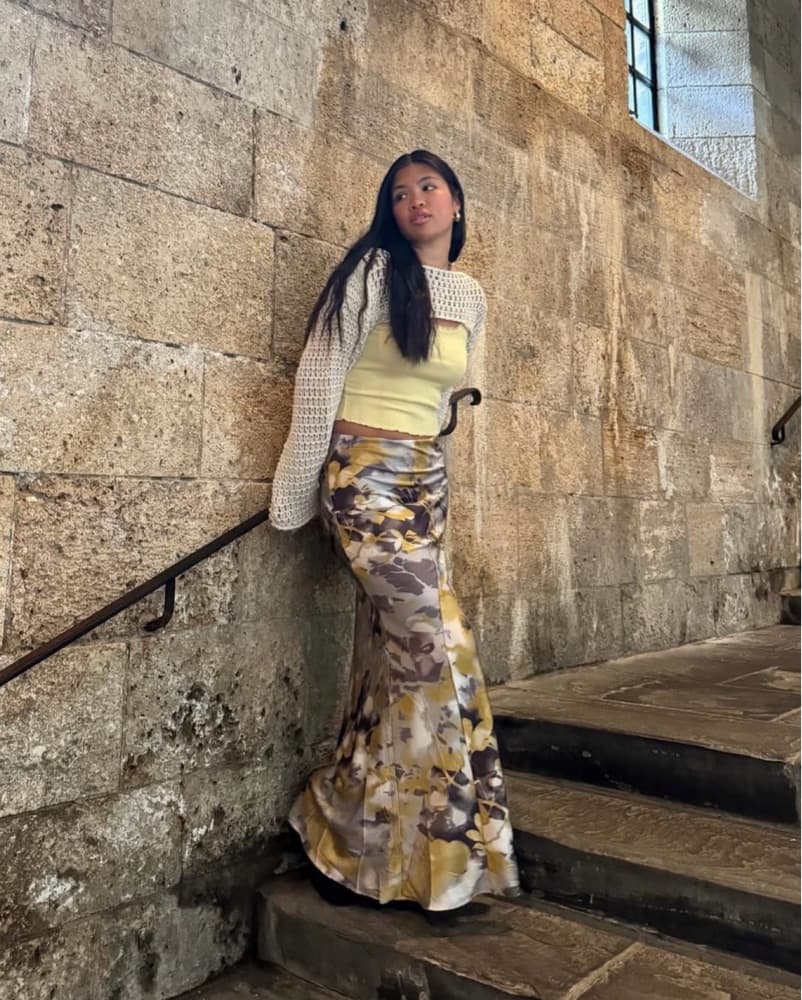 Satin Floral Maxi Skirt - Image 3