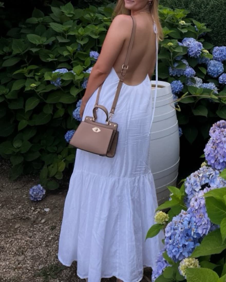 DISSH Backless White Linen Maxi - Image 5