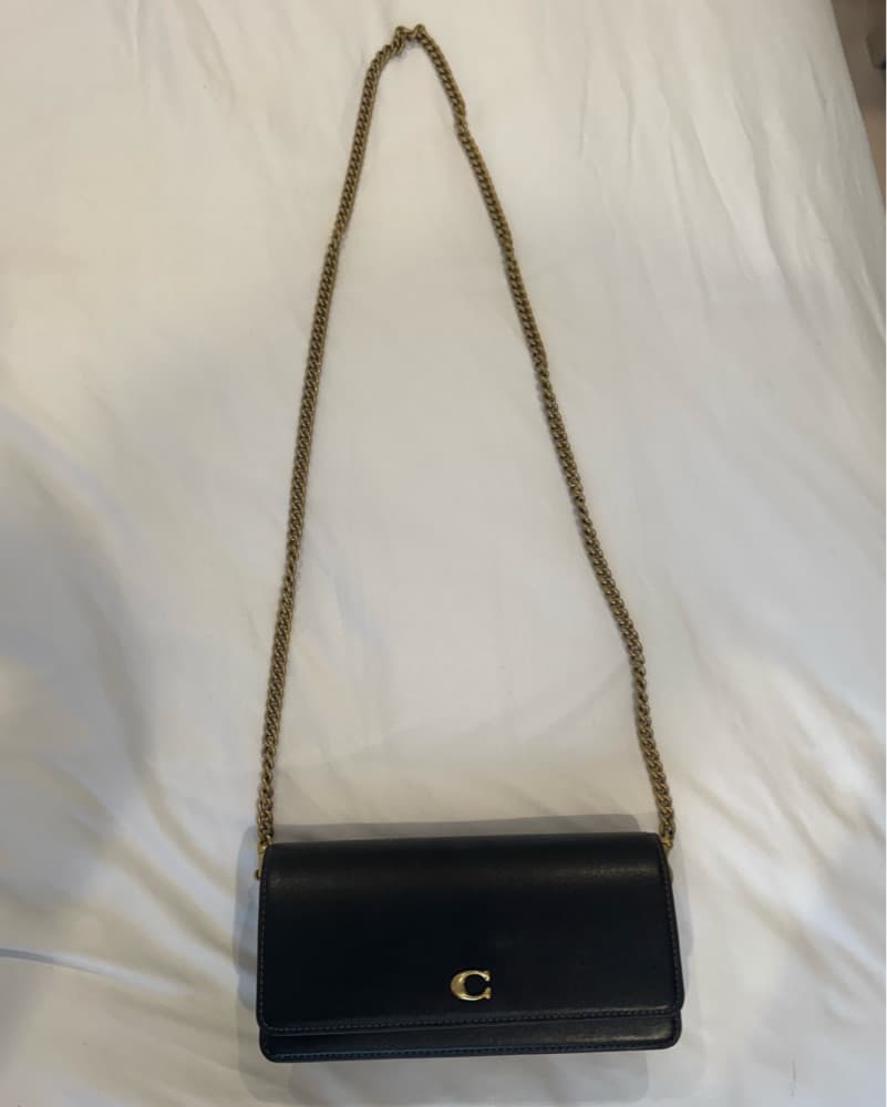 Coach Black Leather Chain Crossbody Bag - Image 1