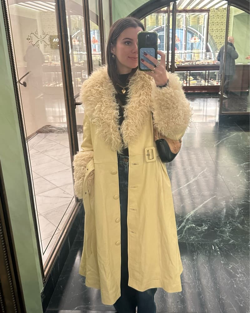 Saks Potts Butter Yellow Foxy Coat Small - Image 2