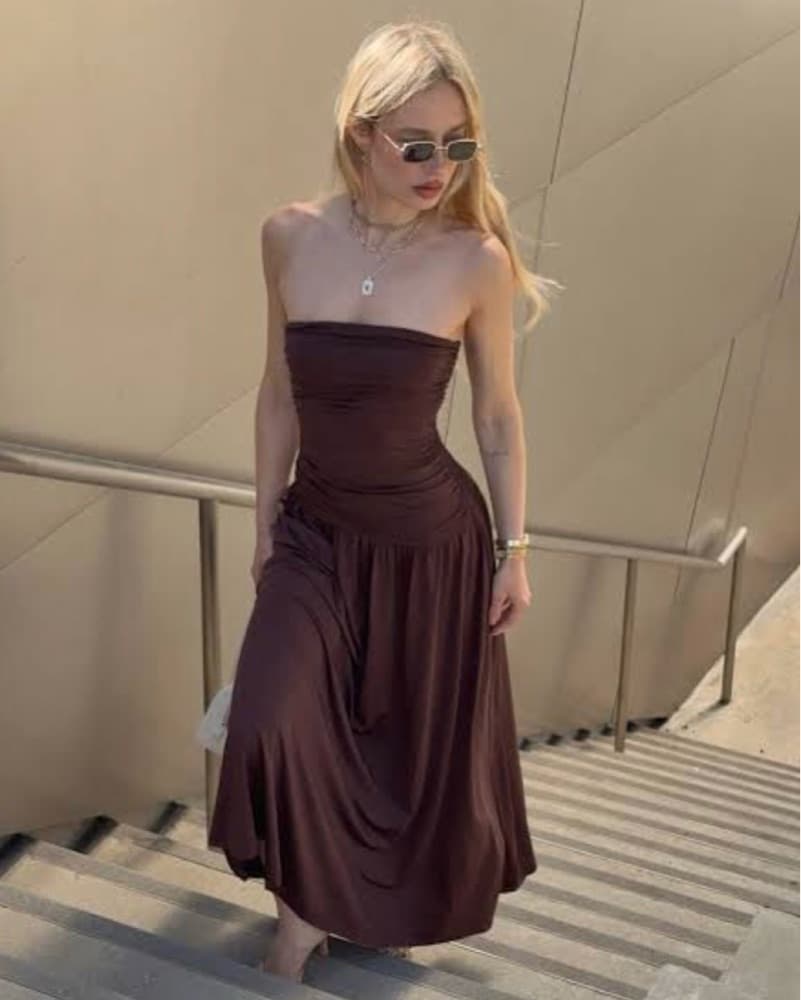 Brown Drop Waist Dress - Image 1