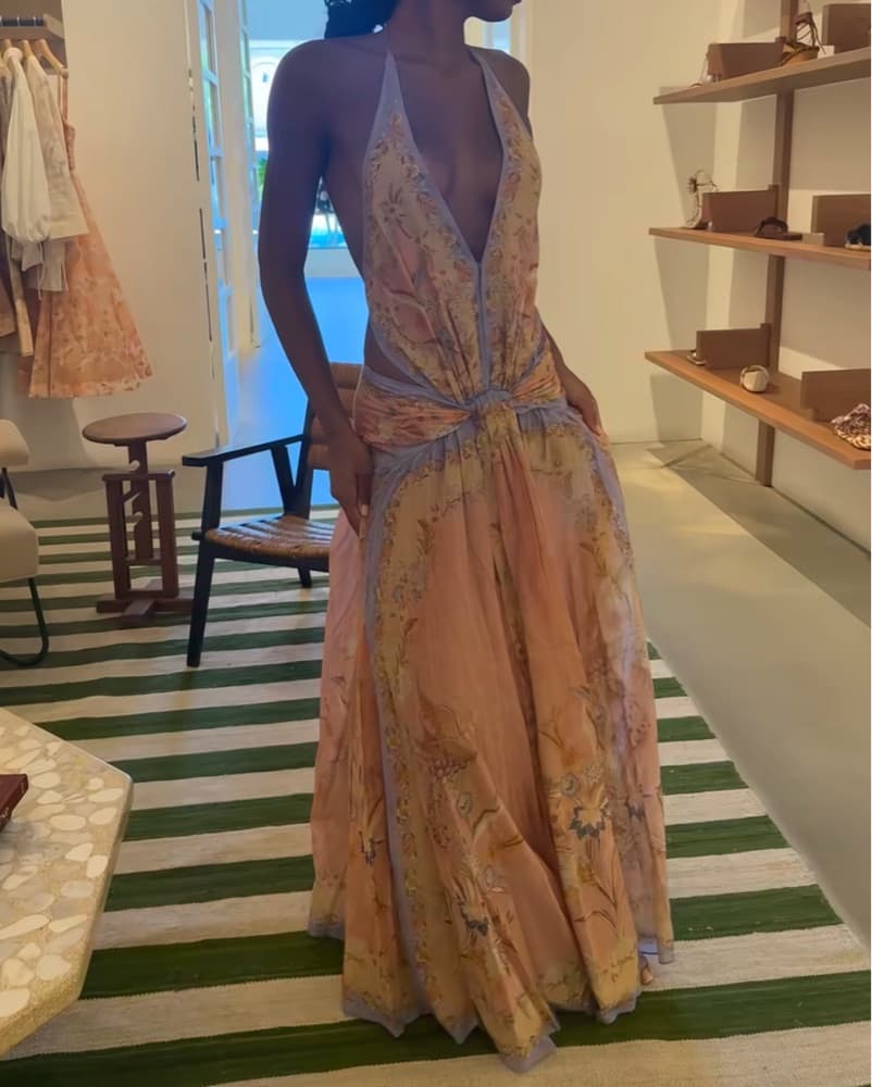 Zimmerman Indra Plunge Halter Maxi Dress - Image 2