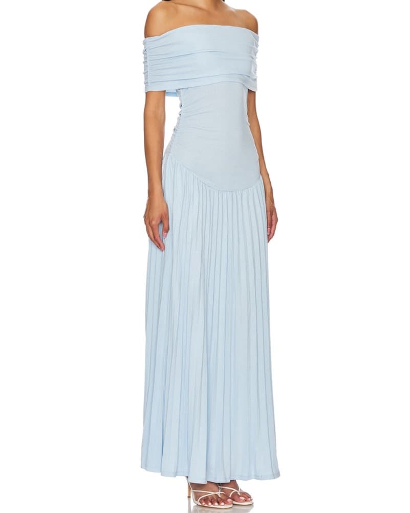 Light blue off-the-shoulder maxi dress - Image 5