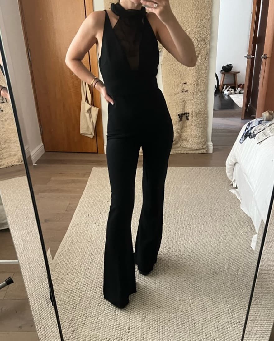 Cushnie Jumpsuit Black Plunge Neck  - Image 3